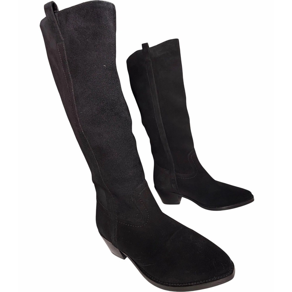 Vintage Foundry Co Amanda Tall Black Suede Western Boots Size 8 - Picture 2 of 14